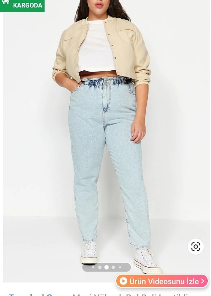 Beli lastikli mom Jean - Görsel 2