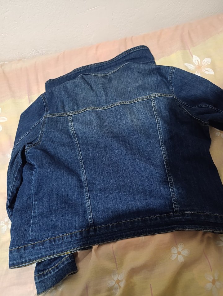 Düğmeli Mavi Kadın Denim Ceket - Görsel 5