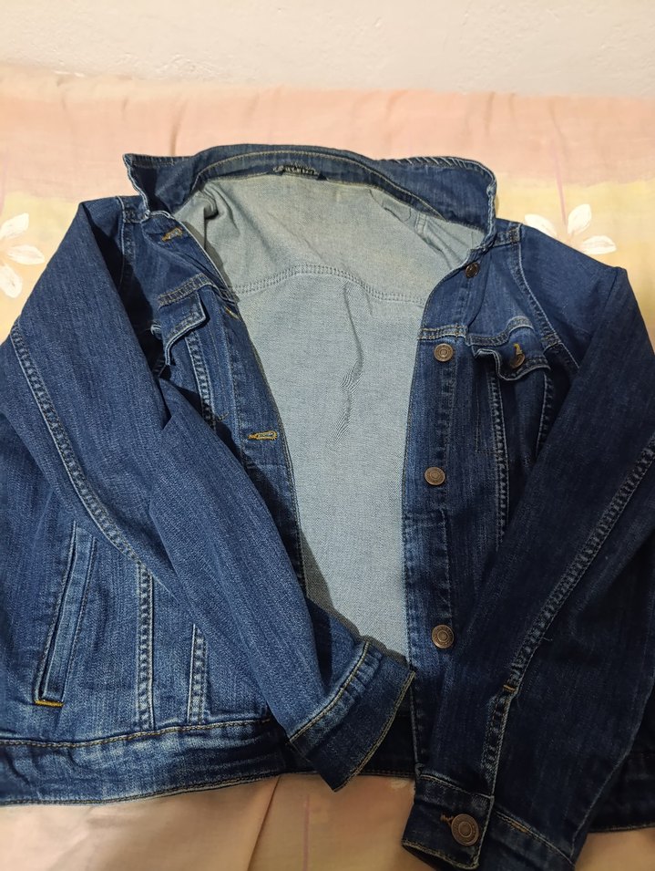 Düğmeli Mavi Kadın Denim Ceket - Görsel 3