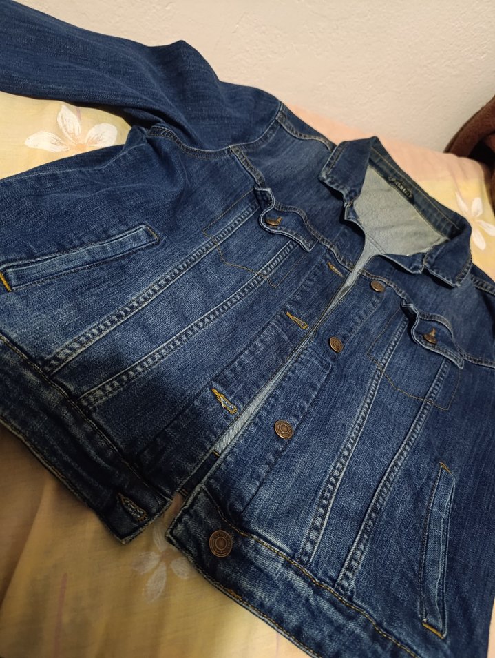 Düğmeli Mavi Kadın Denim Ceket - Görsel 2