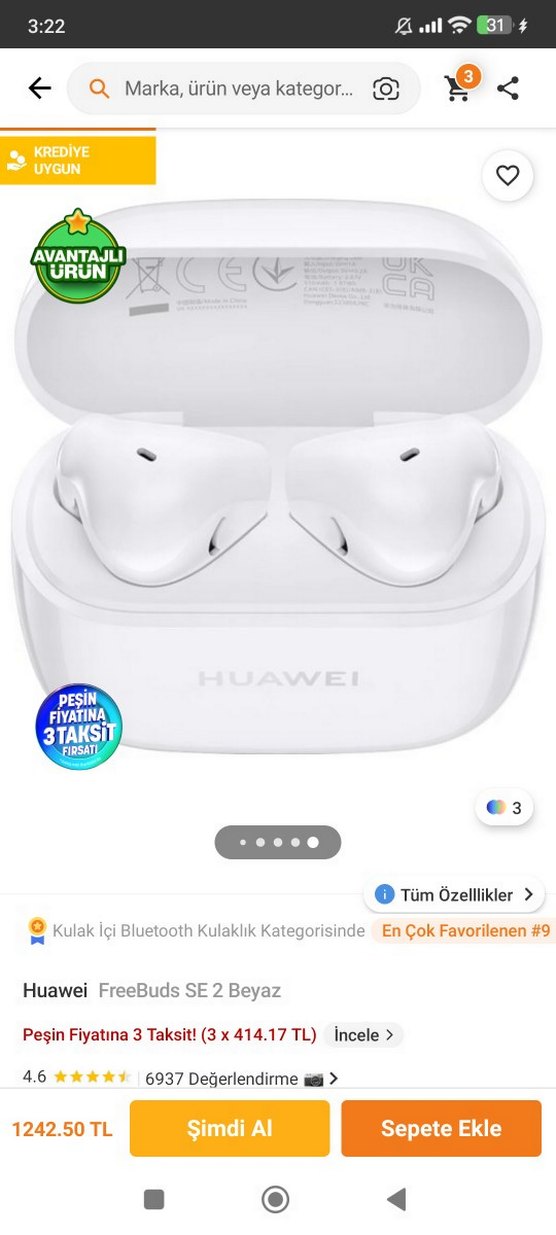 Huawei FreeBuds SE 2 Beyaz Bluetooth Kulaklık - Görsel 3