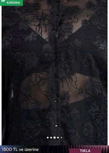 Siyah Transparan Kadın Gömlek - Görsel 3