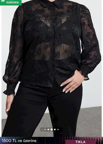 Siyah Transparan Kadın Gömlek - Görsel 2