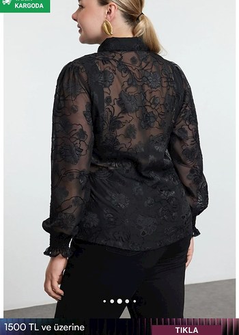 Siyah Transparan Kadın Gömlek - Görsel 4