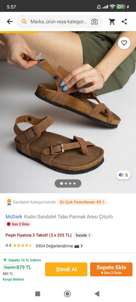 McDark Kadın Taba Parmak Arası Sandalet - Görsel 2