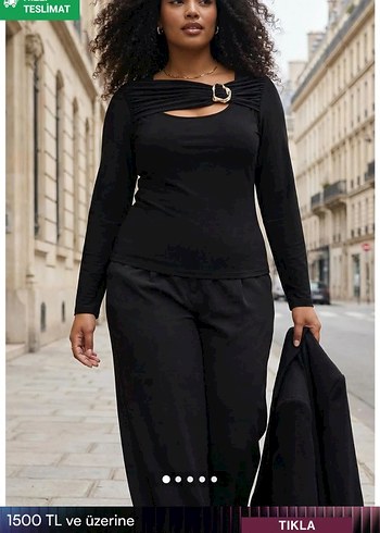 aksesuarlı siyah bluz - Görsel 2
