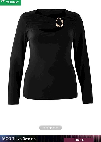 aksesuarlı siyah bluz - Görsel 4