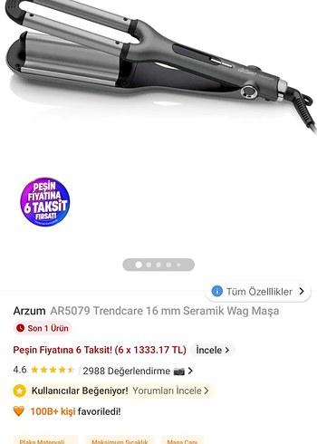 Arzum AR5079 Trendcare 16 mm Seramik Wag Maşa