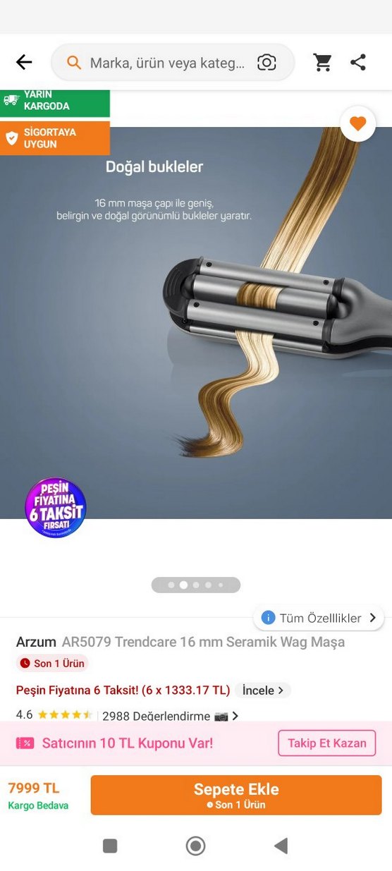 Arzum AR5079 Trendcare 16 mm Seramik Wag Maşa - Görsel 2