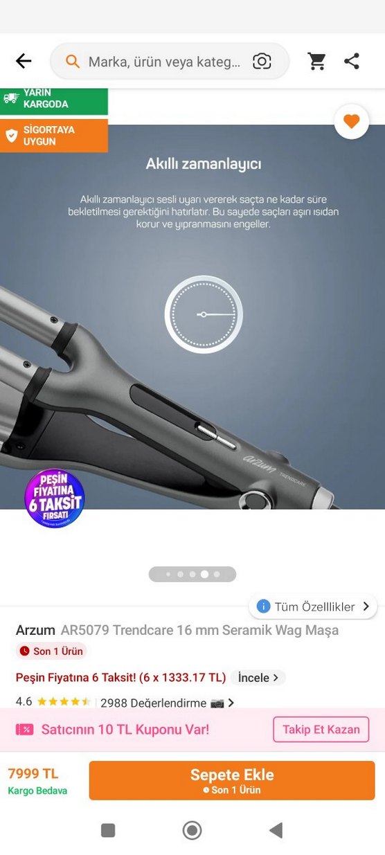 Arzum AR5079 Trendcare 16 mm Seramik Wag Maşa - Görsel 4