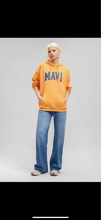 Mavi Jeans Turuncu mavi yazılı sweatshrıt