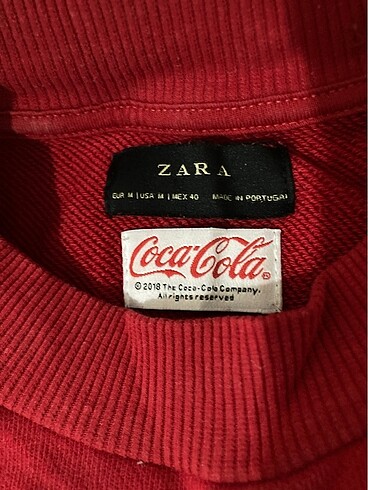 m Beden zara coca cola kırmızı özel seri sweatshirt
