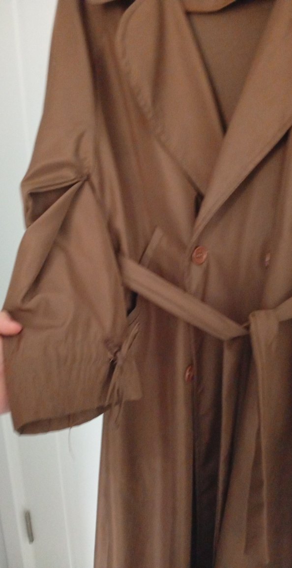 Drapeli Kahverengi Uzun Kadın Trençkot - Görsel 3