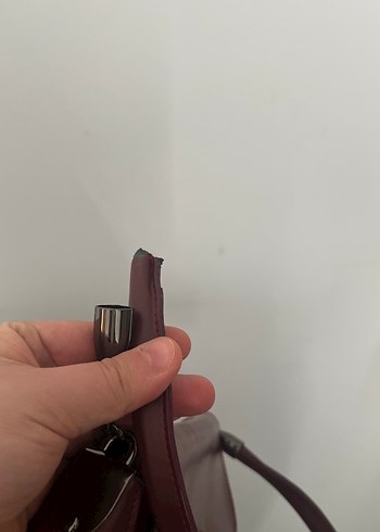 Bordo Minimalist Deri Kadın Çanta - Görsel 5