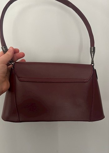 Bordo Minimalist Deri Kadın Çanta - Görsel 2