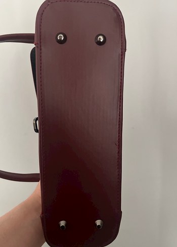 Bordo Minimalist Deri Kadın Çanta - Görsel 4