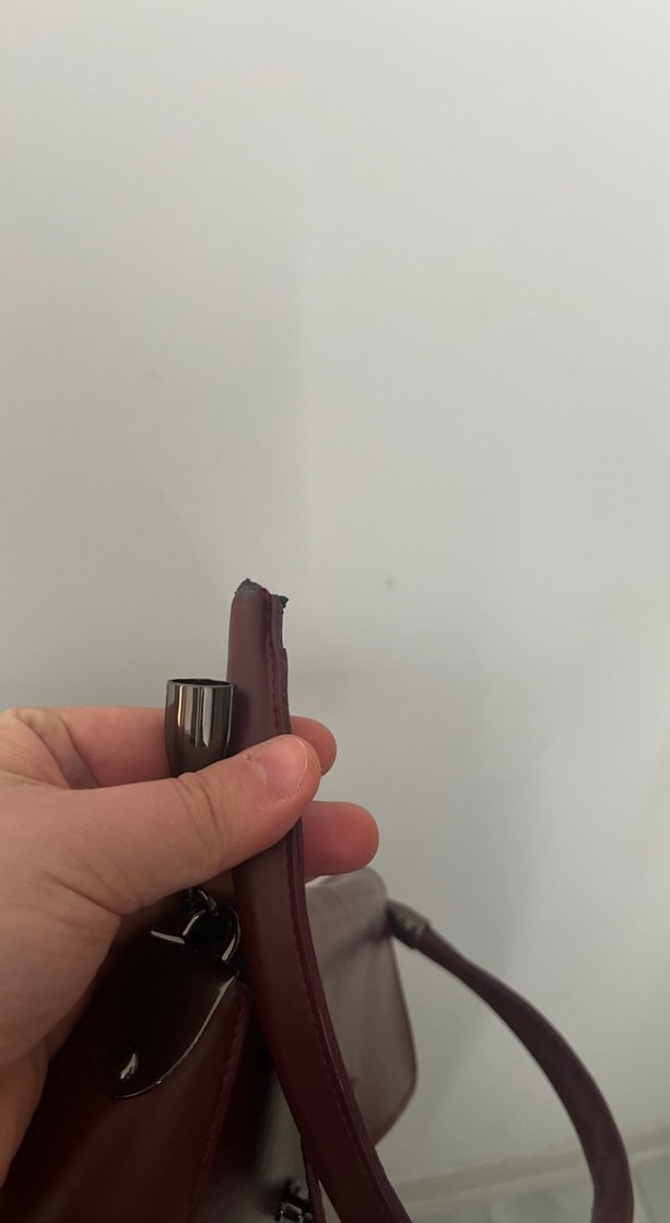 Bordo Minimalist Deri Kadın Çanta - Görsel 5