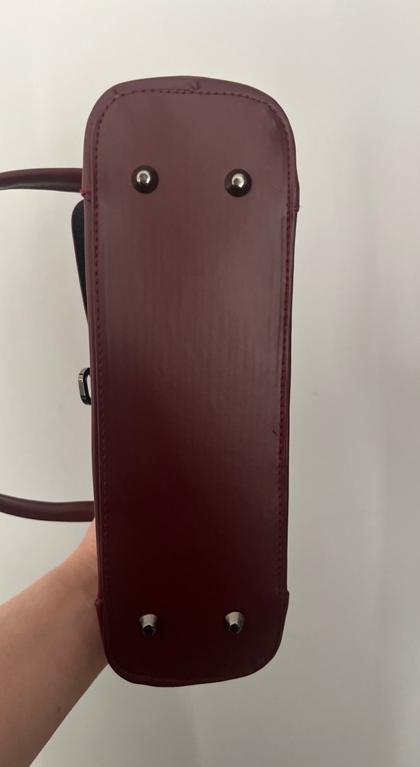 Bordo Minimalist Deri Kadın Çanta - Görsel 4