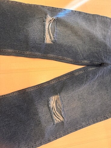 44 Beden mavi Renk Beauty Omelette Wide Leg Ripped Jeans