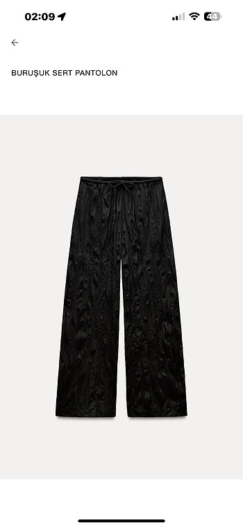 Zara Buruşuk Sert Pantolon