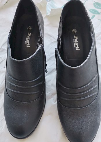 Siyah Kadın Plise Detaylı Topuklu Bot - Görsel 3