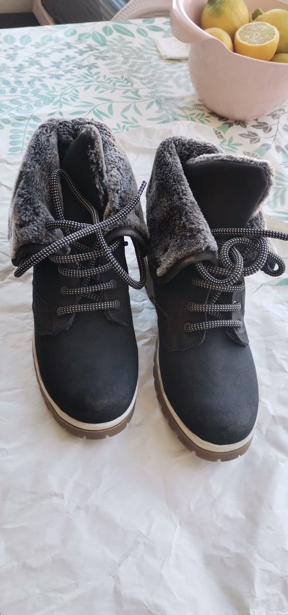 Gri Süet Kadın Bot Kürklü Dolgu Topuk - Görsel 2