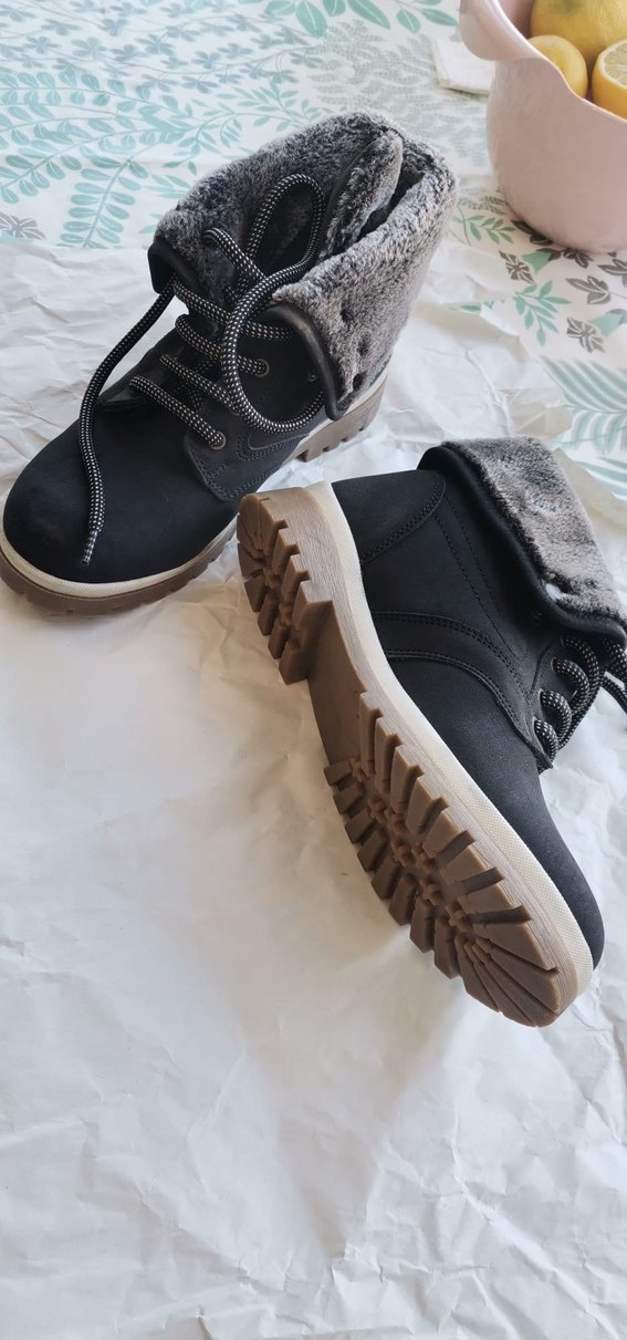 Gri Süet Kadın Bot Kürklü Dolgu Topuk - Görsel 3