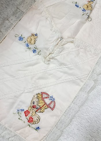 Nakışlı Beyaz Bebek kundak - Görsel 4