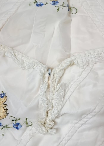 Nakışlı Beyaz Bebek kundak - Görsel 2