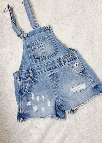 Kız Çocuk Mavi Denim Tulum - Görsel 3