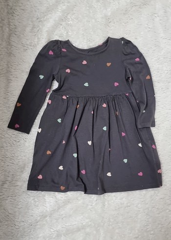 Uzun Kollu Gri Kız Çocuk Elbisesi - Görsel 4