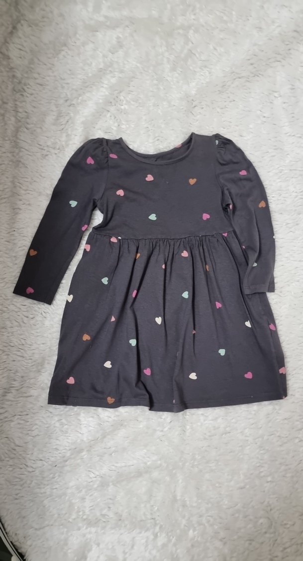 Uzun Kollu Gri Kız Çocuk Elbisesi - Görsel 4