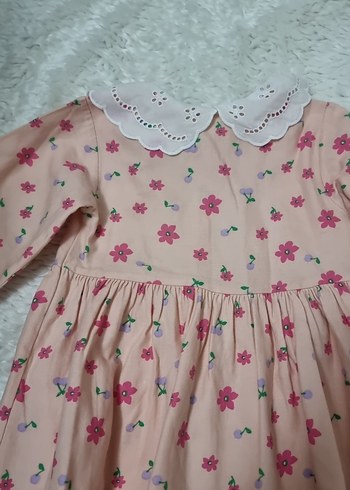 Kız Çocuk Çiçekli Uzun Kollu Elbise - Görsel 2