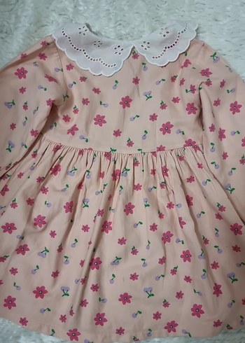 Kız Çocuk Çiçekli Uzun Kollu Elbise - Görsel 3