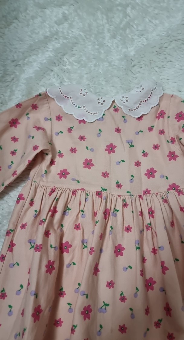 Kız Çocuk Çiçekli Uzun Kollu Elbise - Görsel 2