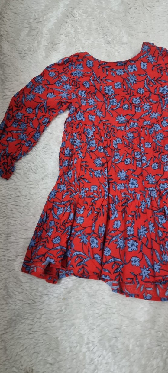 Kırmızı Uzun Kollu Fırfırlı Elbise - Görsel 5