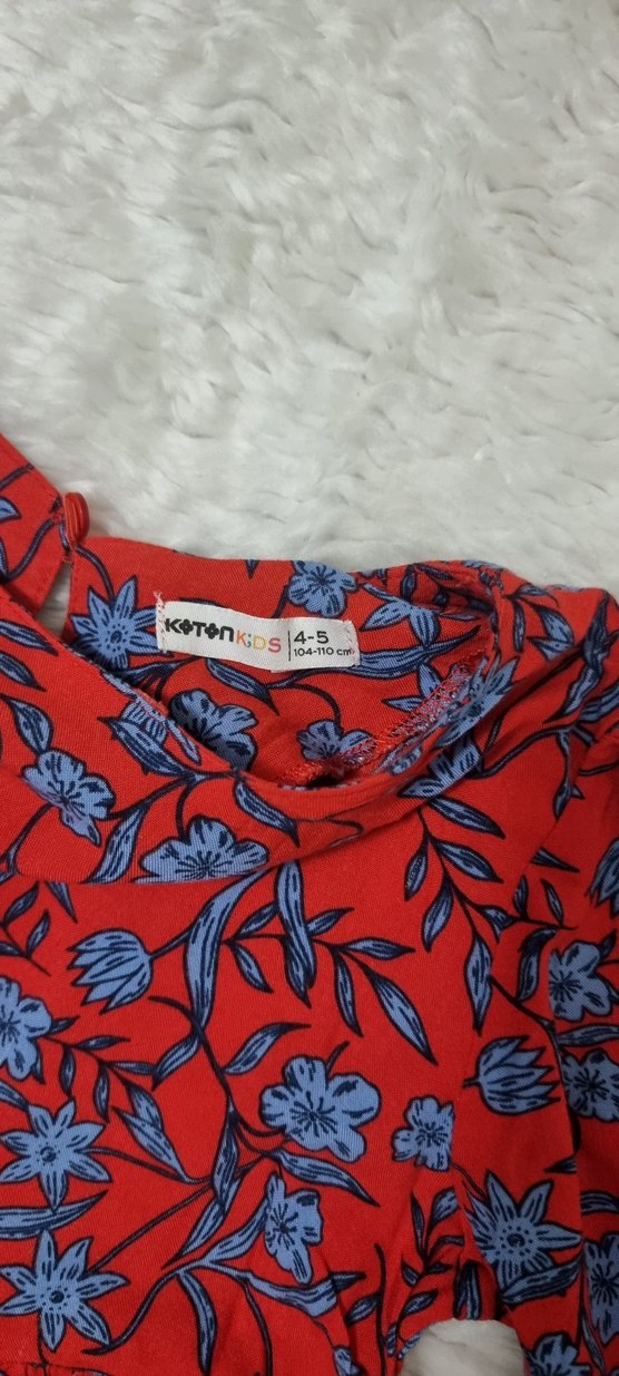 Kırmızı Uzun Kollu Fırfırlı Elbise - Görsel 2