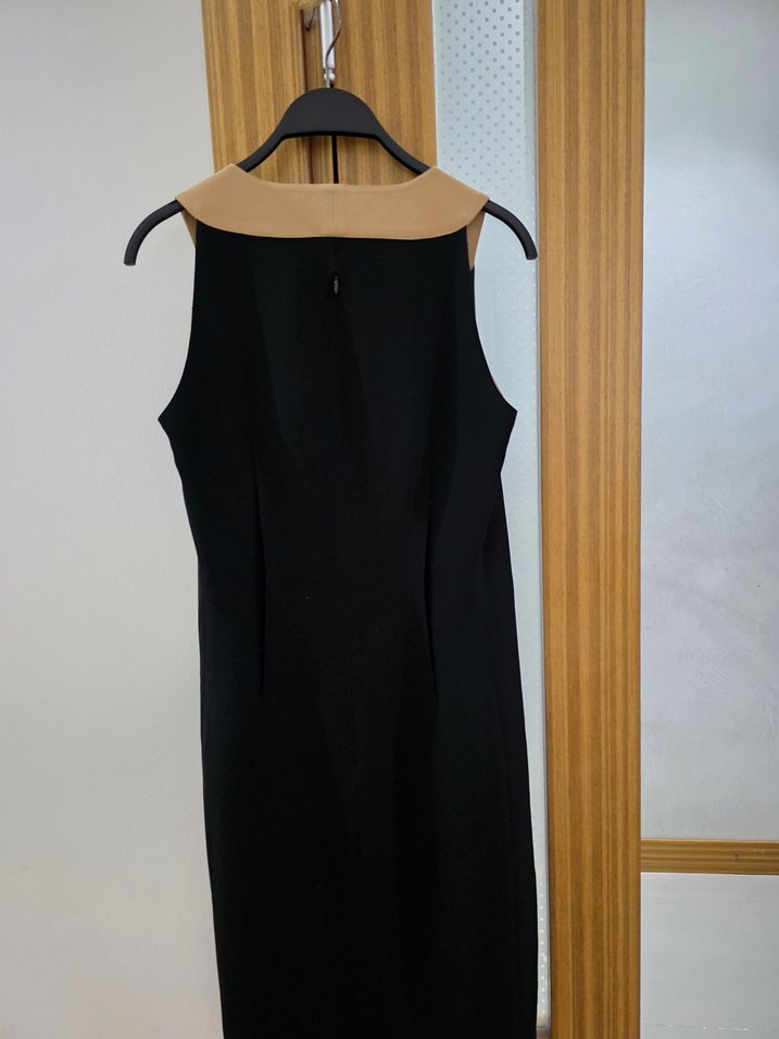 Kolsuz Midi Siyah Ofis Elbisesi - Görsel 4