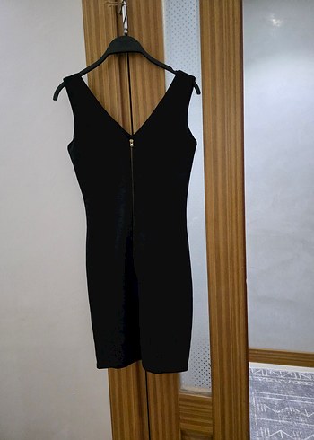 Siyah V Yaka Mini Kadın Abiye Elbise - Görsel 3