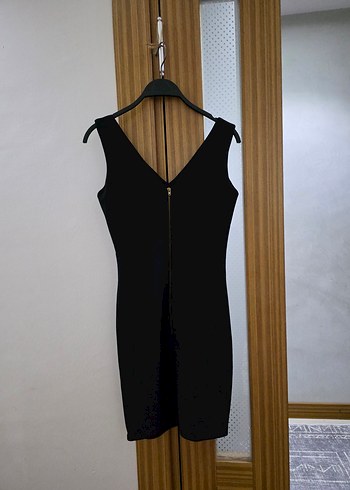 Siyah V Yaka Mini Kadın Abiye Elbise - Görsel 2