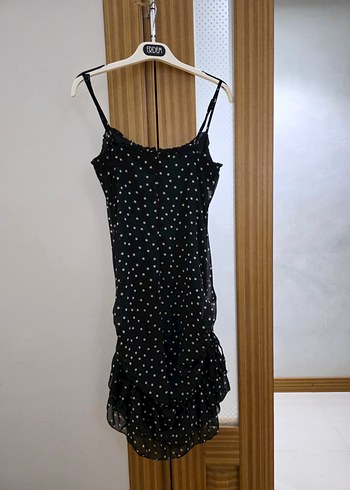 Mini Puantiyeli Siyah Elbise - Görsel 3