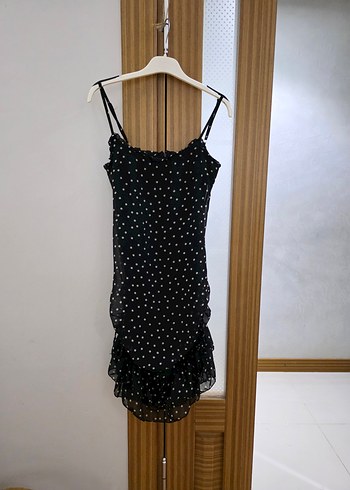 Mini Puantiyeli Siyah Elbise - Görsel 2