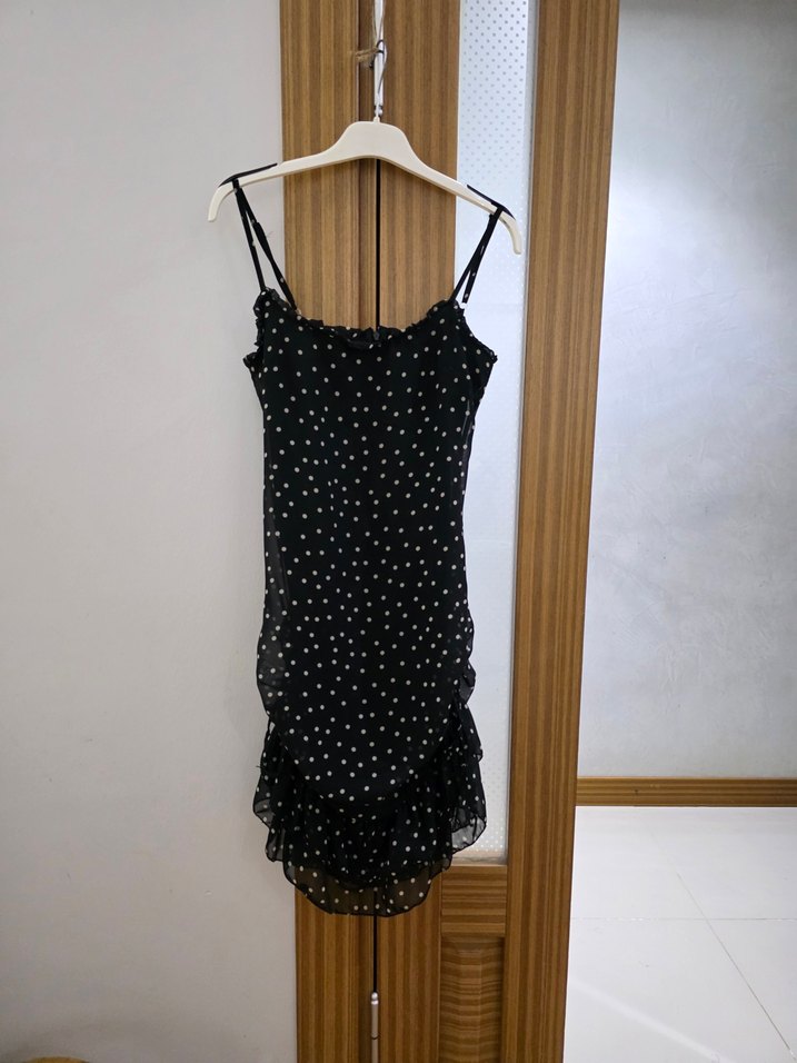 Mini Puantiyeli Siyah Elbise - Görsel 2