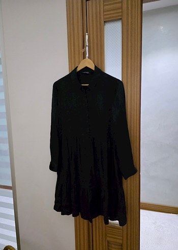 Siyah Fırfırlı Midi Kadın Elbise - Görsel 3