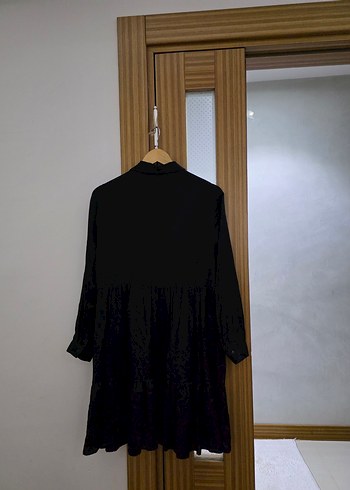 Siyah Fırfırlı Midi Kadın Elbise - Görsel 4