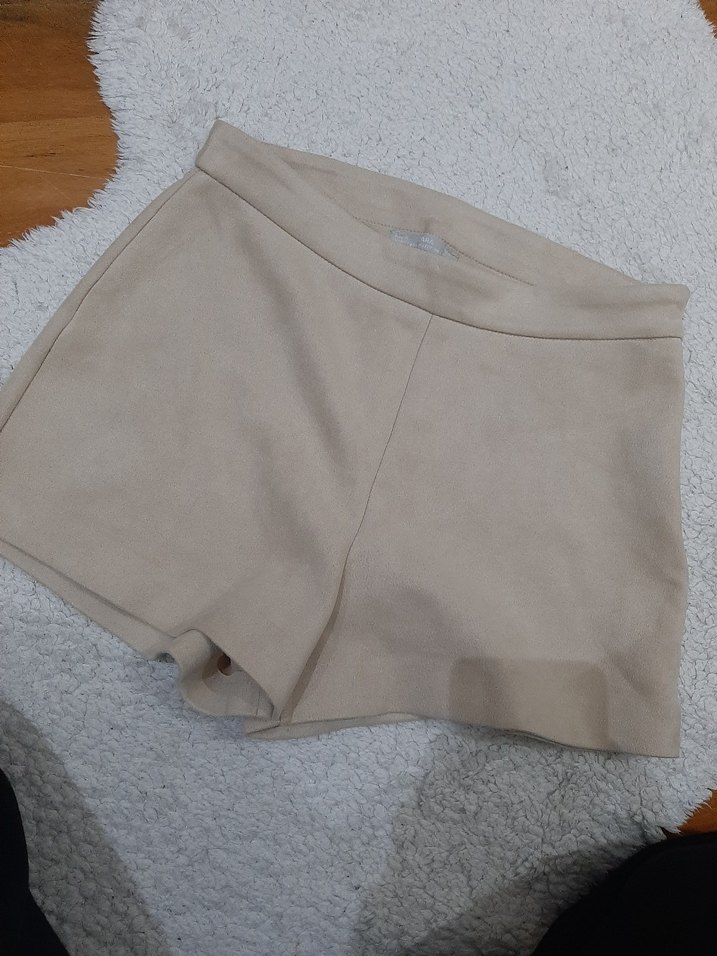 Bej Süet Mini Kadın Şort - Görsel 2