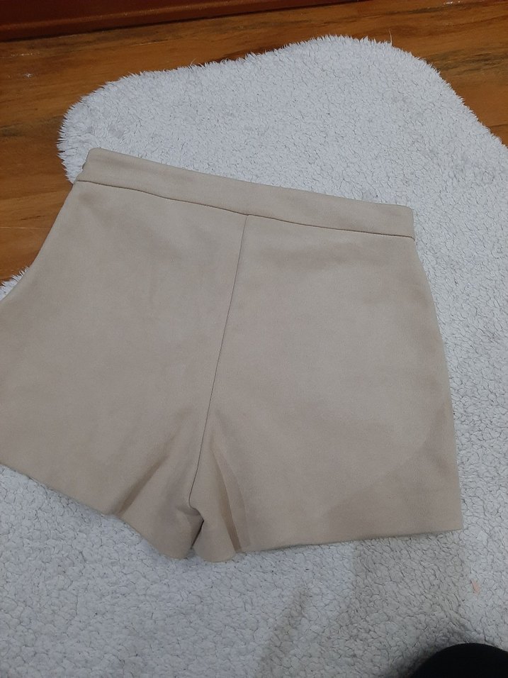 Bej Süet Mini Kadın Şort - Görsel 3