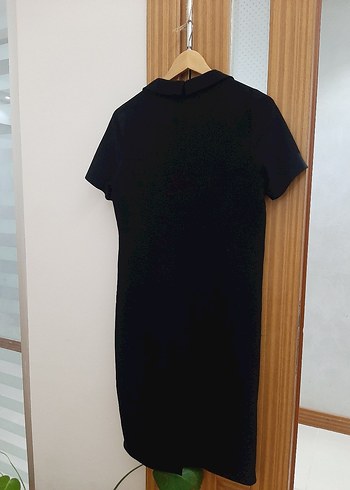 xl Beden siyah Renk Siyah Robalı V Yaka Midi Kalem Elbise