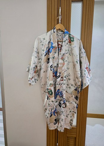 diğer Beden Bohem Midi Kadın Kimono, Desenli, İpek Dokulu