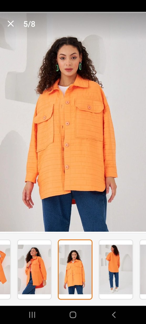 Düğmeli Turuncu Kadın Ceket - Görsel 3